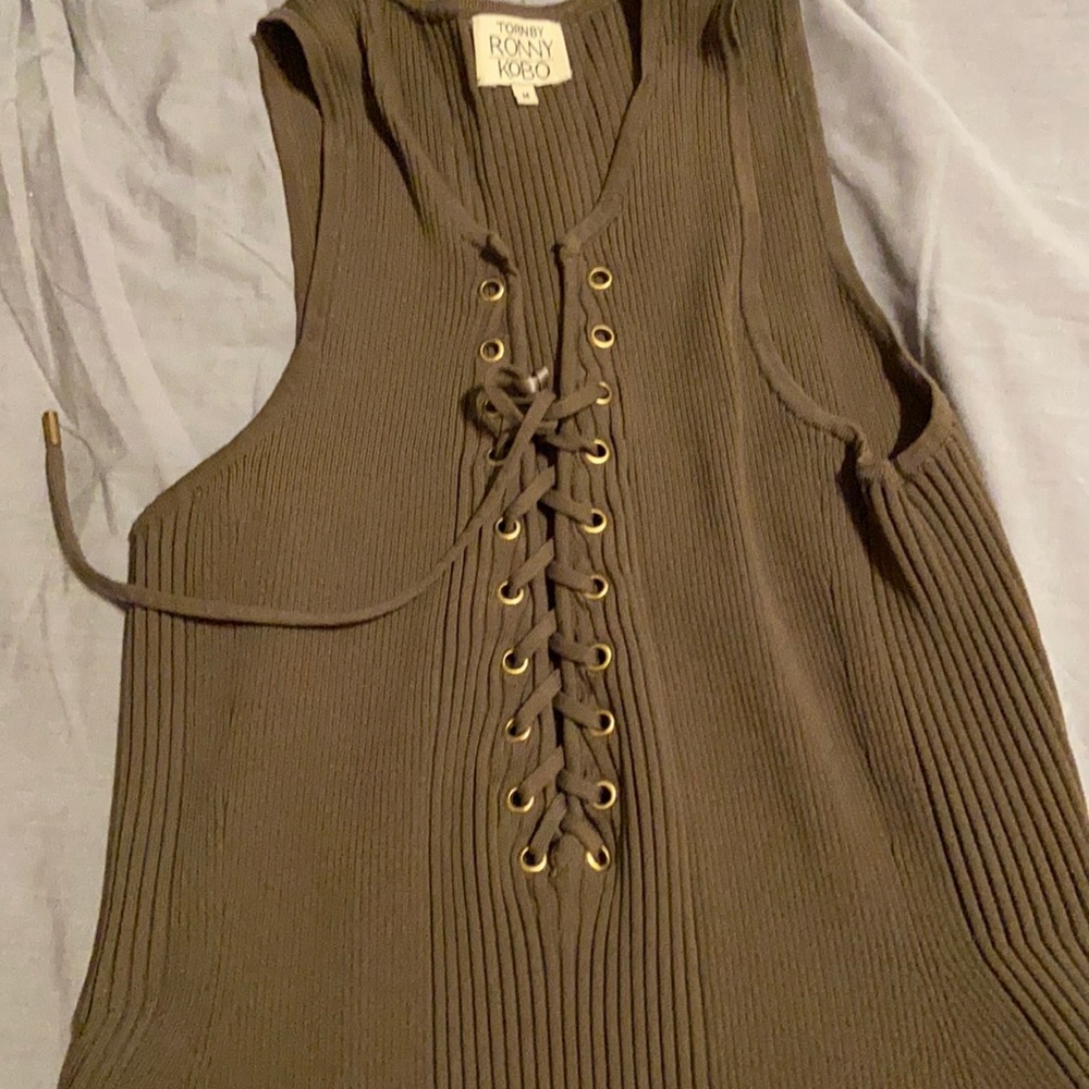 Lace up front tank dress